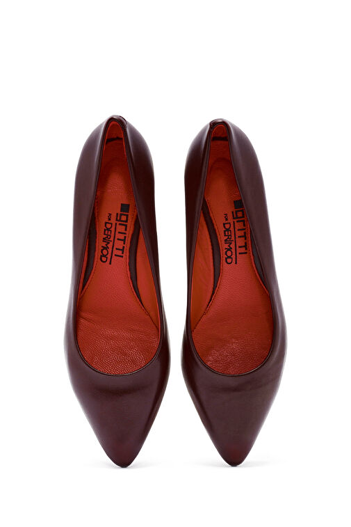 Derimod Gritti Kadın Bordo Kalın Topuklu Deri Ayakkabı 20WFD170218 - Görsel 9