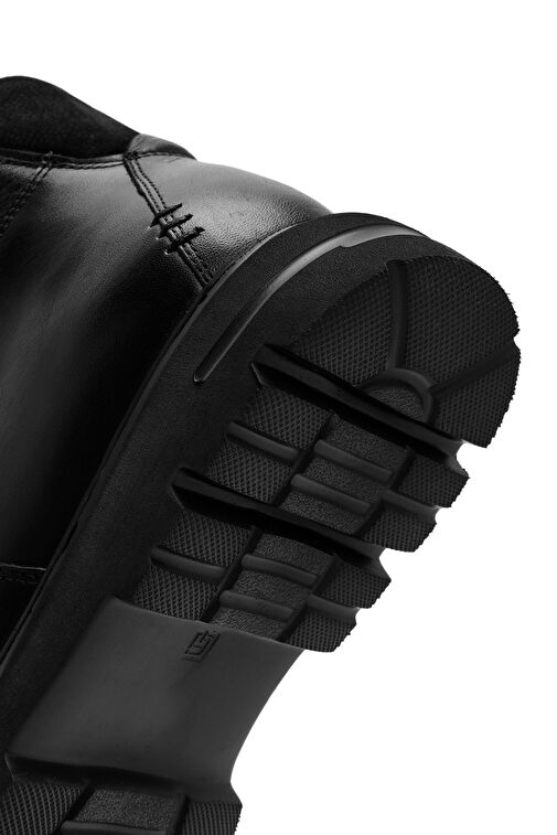 Erkek Siyah Bağcıklı Fermuar Detaylı Deri Casual Bot 24WFD711018 - Görsel 9