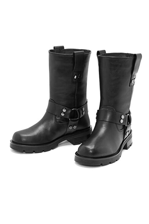 Derimod Derimod Kadın Siyah Zımba Detaylı Deri Bot 24WFD210618 | Boyner Siyah - 4. görsel