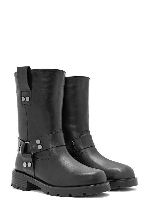 Derimod Derimod Kadın Siyah Zımba Detaylı Deri Bot 24WFD210618 | Boyner Siyah - 5. görsel