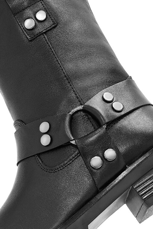 Derimod Derimod Kadın Siyah Zımba Detaylı Deri Bot 24WFD210618 | Boyner Siyah - 9. görsel