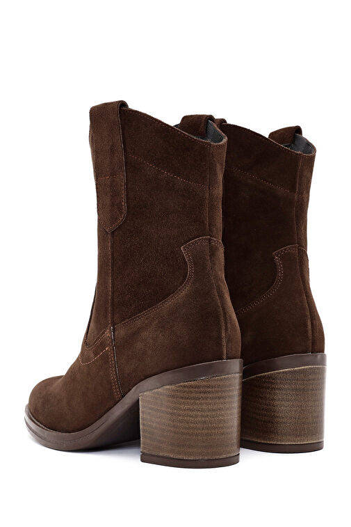 Kadın Kahverengi Kalın Topuklu Süet Deri Kovboy Bot 24WFD210910 - Görsel 8