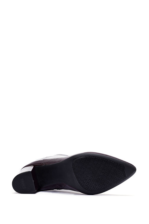 Derimod Gritti Kadın Bordo Fermuarlı Kalın Topuklu Rugan Deri Bot 24WFD110016 - Görsel 7