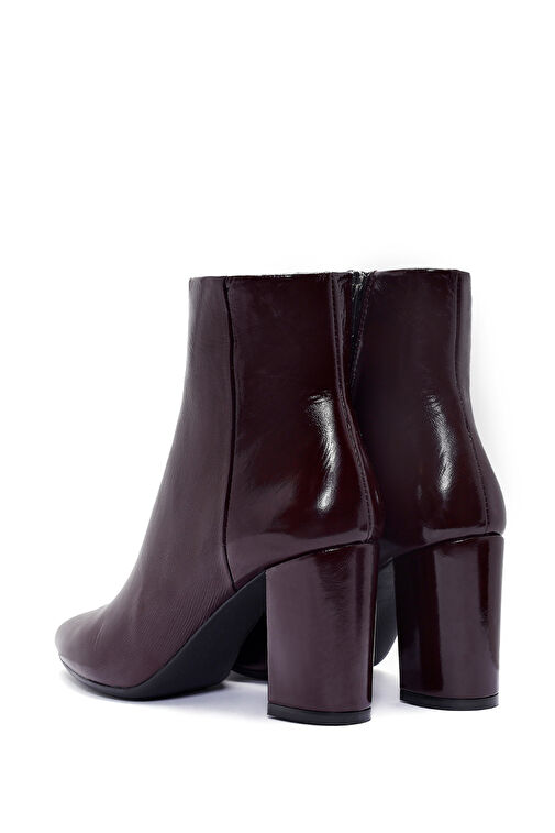 Derimod Gritti Kadın Bordo Fermuarlı Kalın Topuklu Rugan Deri Bot 24WFD110016 - Görsel 8