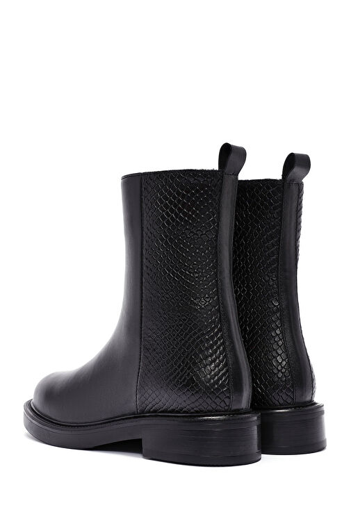 Kadın Siyah Fermuarlı Desenli Deri Bot 24WFD190114 - Görsel 7