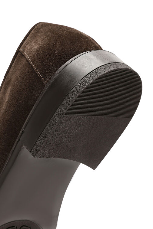 Kadın Kahverengi Toka Detaylı Süet Deri Maskülen Loafer 24WFD184210 - Görsel 9