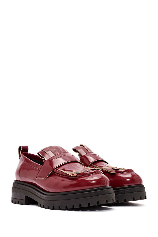 ACBC x Derimod Kadın Bordo Kalın Tabanlı Maskülen Loafer 24WFD435522 - Görsel 4