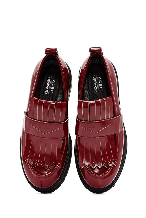 ACBC x Derimod Kadın Bordo Kalın Tabanlı Maskülen Loafer 24WFD435522 - Görsel 8