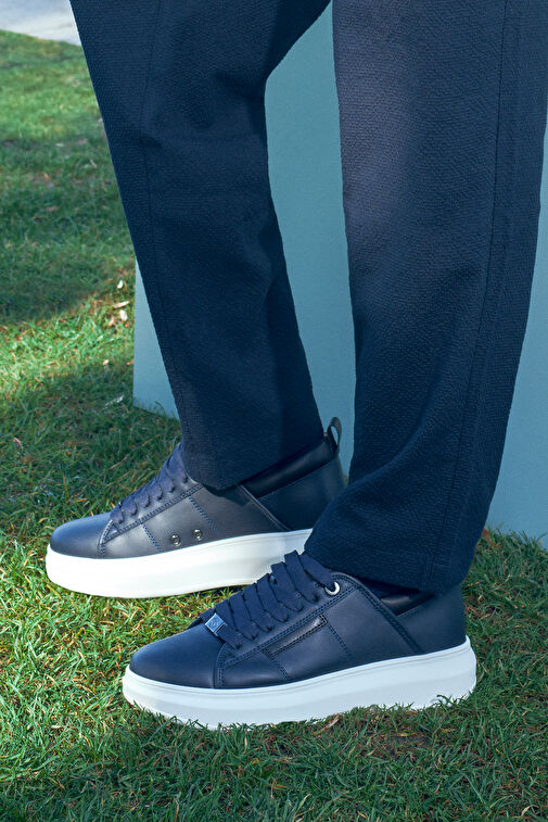 Derimod Lacivert Erkek Deri Sneaker 24WFD760018 - Görsel 2