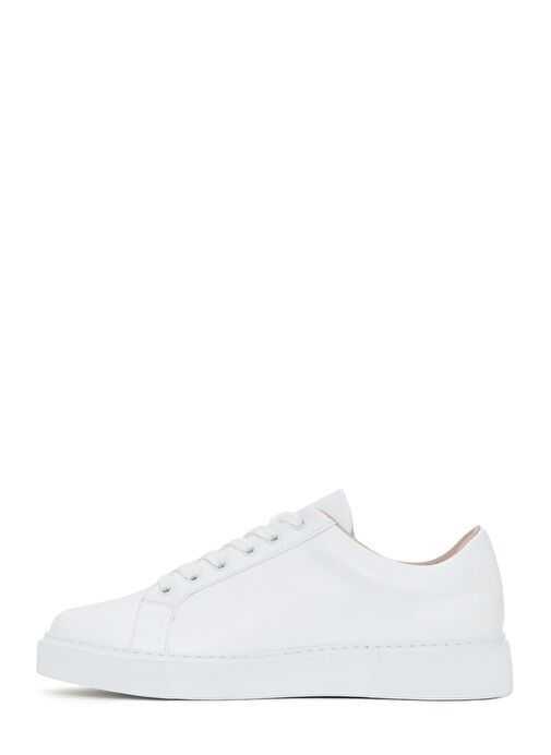 Kadın Beyaz Bağcıklı Deri Sneaker 25SFD370018 - Görsel 3