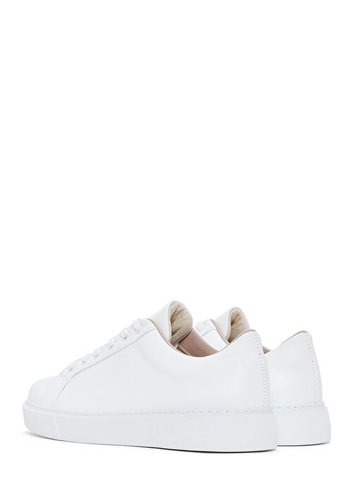 Kadın Beyaz Bağcıklı Deri Sneaker 25SFD370018 - Görsel 7