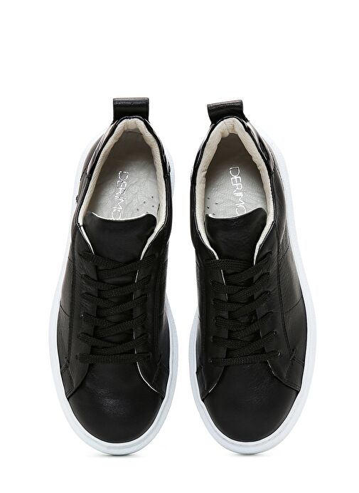 Kadın Siyah Bağcıklı Deri Sneaker 25SFD370118 - Görsel 7