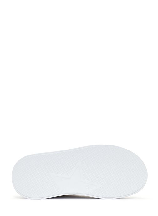 Kadın Beyaz Kalın Tabanlı Yandan Fermuarlı Bağcıklı Deri Sneaker 25SFD3702SM - Görsel 5