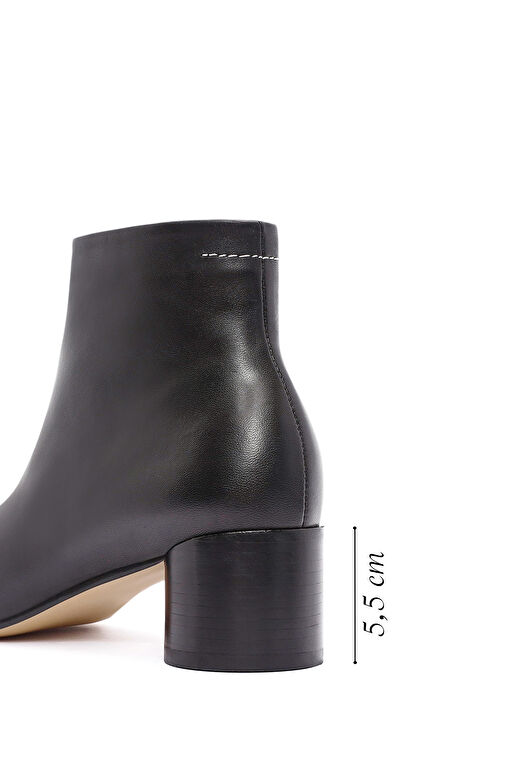 Kadın Siyah Fermuarlı Kalın Topuklu Deri Bot 24WFD142218 - Görsel 3