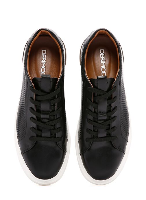 Erkek Siyah Bağcıklı Deri Sneaker 25SFD690518 - Görsel 8