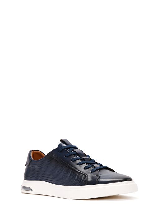 Erkek Lacivert Bağcıklı Deri Sneaker 25SFD690518 - Görsel 7