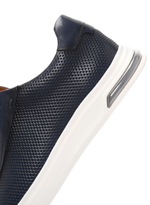 Erkek Lacivert Bağcıklı Deri Sneaker 25SFD690518 - Görsel 9