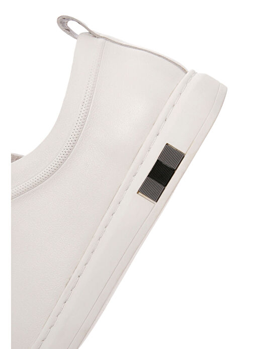 Erkek Beyaz Bağcıklı Deri Sneaker 25SFD690818 - Görsel 8