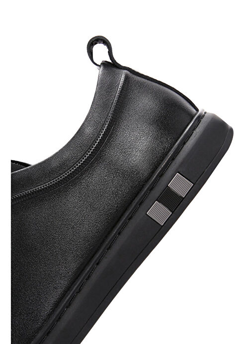 Erkek Siyah Bağcıklı Deri Sneaker 25SFD690818 - Görsel 9