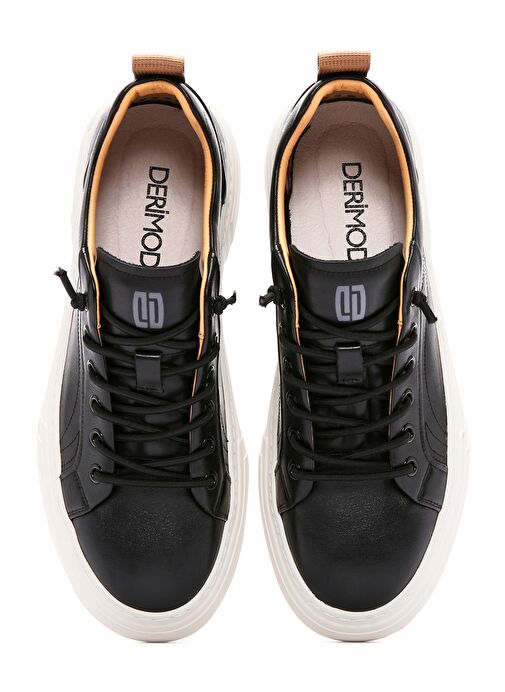 Erkek Siyah Bağcıklı Deri Sneaker 25SFD690918 - Görsel 8