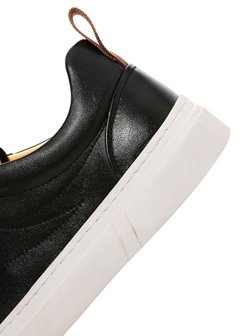 Erkek Siyah Bağcıklı Deri Sneaker 25SFD690918 - Görsel 9