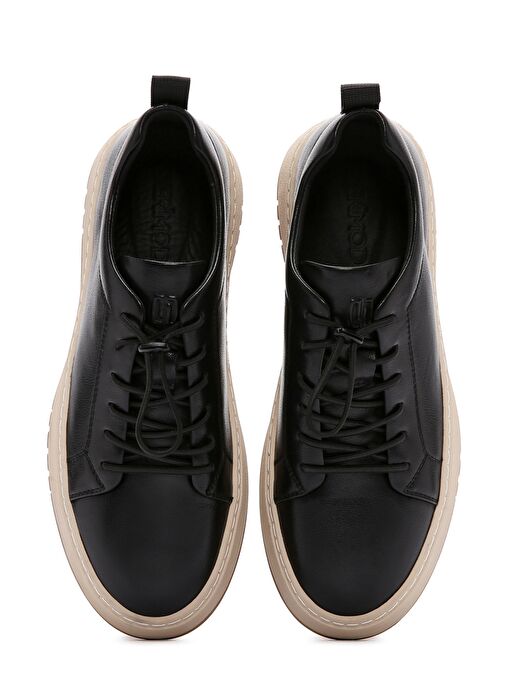 Erkek Siyah Bağcıklı Deri Sneaker 25SFD691018 - Görsel 8