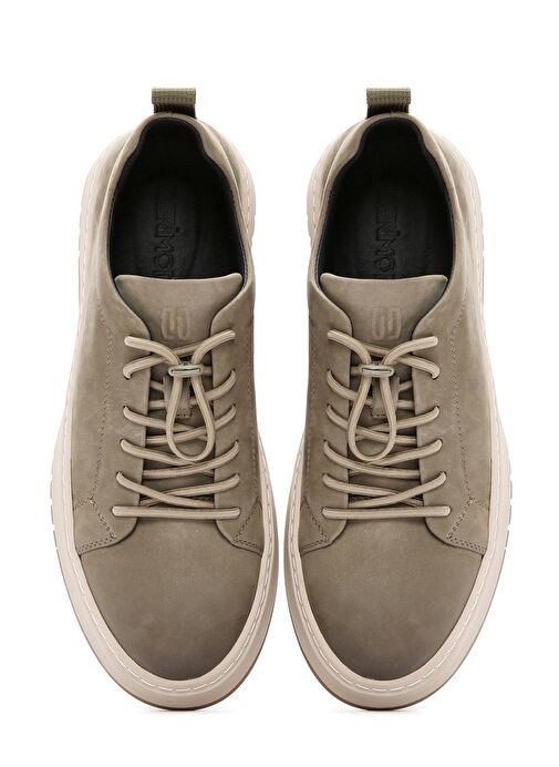 Erkek Haki Bağcıklı Nubuk Deri Sneaker 25SFD6910V3 - Görsel 8