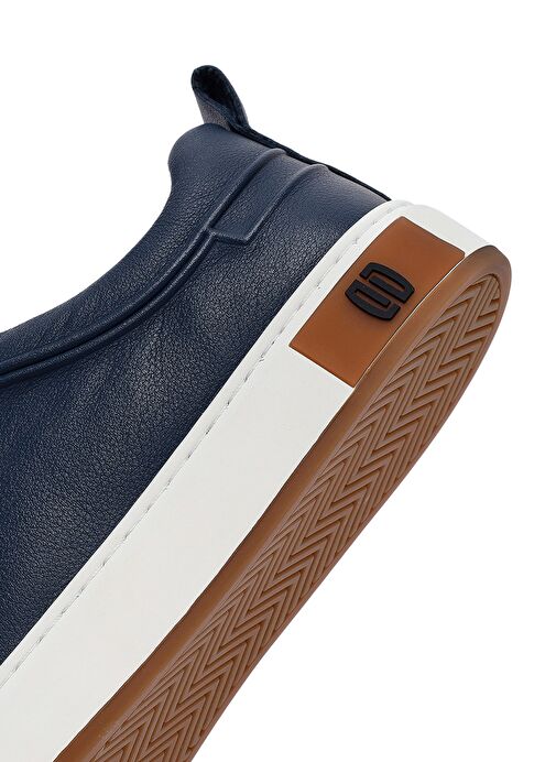 Erkek Lacivert Bağcıklı Deri Sneaker 25SFD691218 - Görsel 9