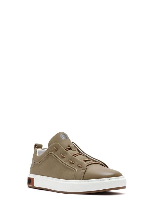 Erkek Bej Bağcıklı Deri Sneaker 25SFD691210 - Görsel 7