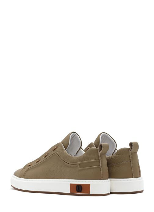 Erkek Bej Bağcıklı Deri Sneaker 25SFD691210 - Görsel 6