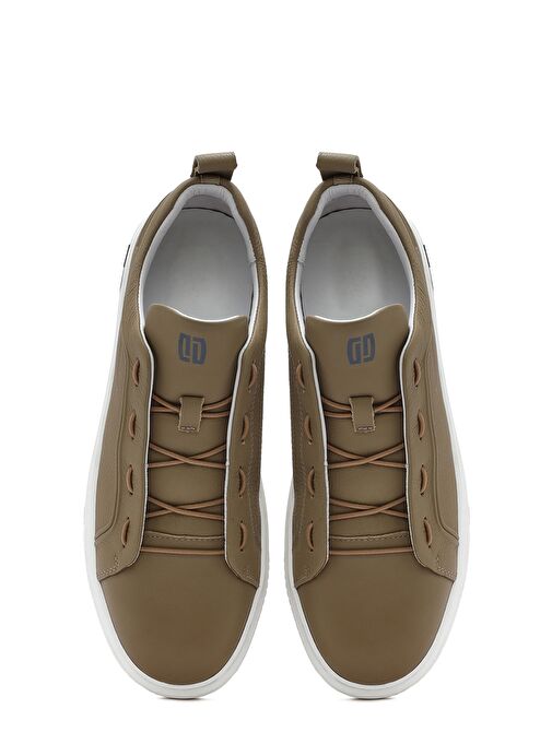 Erkek Bej Bağcıklı Deri Sneaker 25SFD691210 - Görsel 8