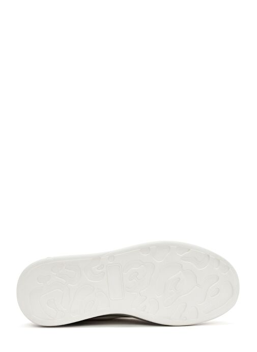 Erkek Beyaz Kalın Tabanlı Bağcıklı Deri Sneaker 25SFD691418 - Görsel 5