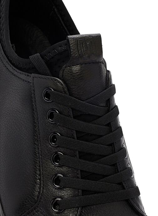 Erkek Siyah Kalın Tabanlı Bağcıklı Deri Sneaker 25SFD691418 - Görsel 9