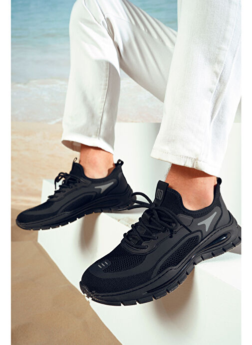 Derimod Zero Erkek Siyah Bağcıklı Kumaş Sneaker 25SFD69156F - Görsel 2