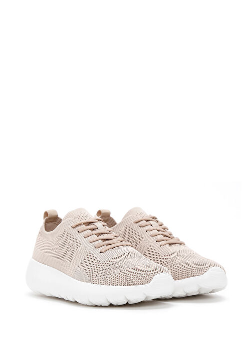 Derimod Zero Kadın Bej Bağcıklı Kalın Tabanlı Sneaker 25SFD43026F - Görsel 4