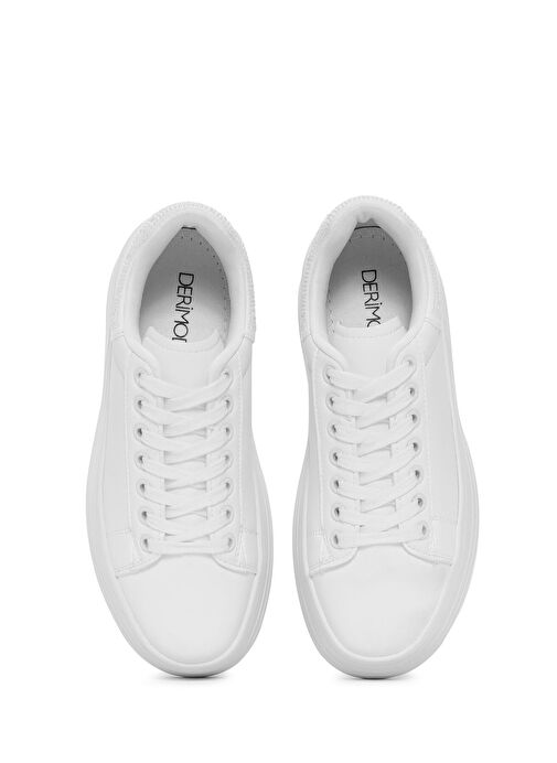 Kadın Beyaz Bağcıklı Kalın Tabanlı Sneaker 25SFD430418 - Görsel 7