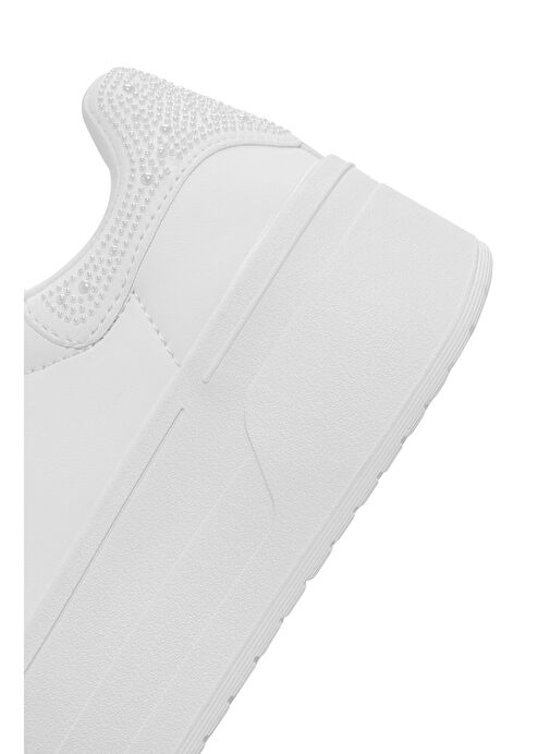 Kadın Beyaz Bağcıklı Kalın Tabanlı Sneaker 25SFD430418 - Görsel 8