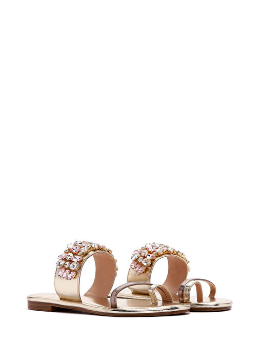 Kadın Altın Taşlı Parmak Arası Terlik 25SFE450014 - Görsel 4