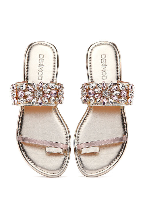 Kadın Altın Taşlı Parmak Arası Terlik 25SFE450014 - Görsel 8