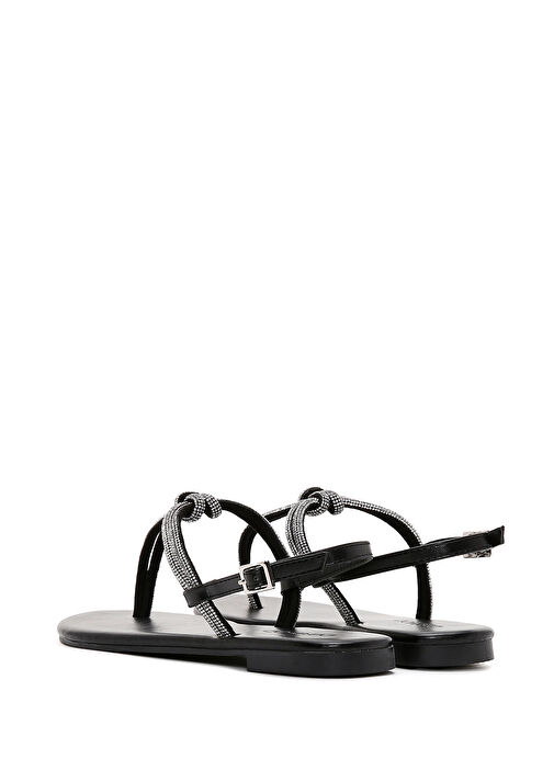 Kadın Siyah Taşlı Parmak Arası Sandalet 25SFE450314 - Görsel 6