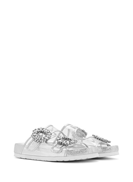 Kadın Şeffaf Çift Tokalı Taşlı Terlik 25SFE4501PV - Görsel 4