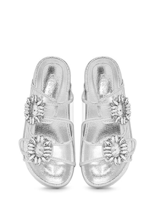 Kadın Şeffaf Çift Tokalı Taşlı Terlik 25SFE4501PV - Görsel 8