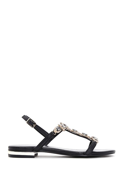 Kadın Siyah Taşlı Sandalet 25SFD440514 - Görsel 2
