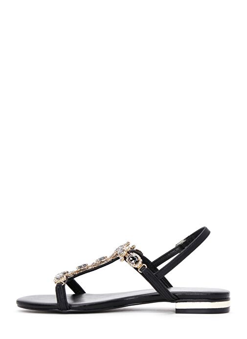 Kadın Siyah Taşlı Sandalet 25SFD440514 - Görsel 3