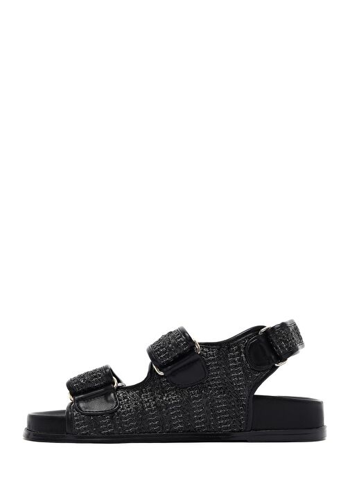 Kadın Siyah Hasır Sandalet 25SFD4404M7 - Görsel 3