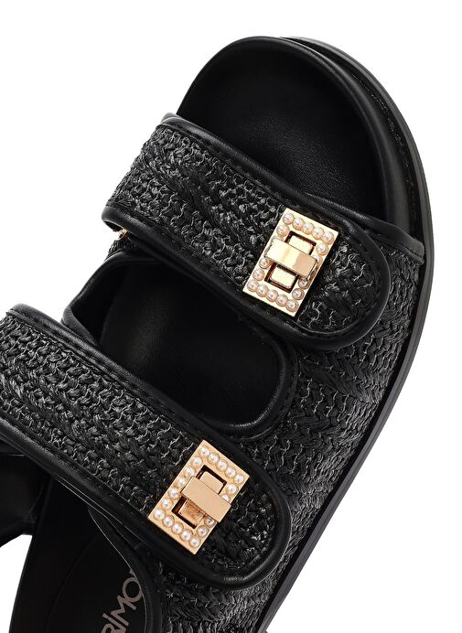 Kadın Siyah Hasır Sandalet 25SFD4404M7 - Görsel 9