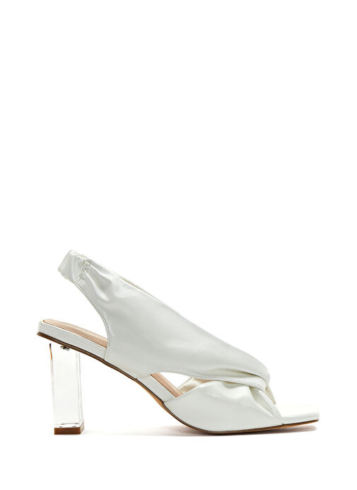 Kadın Beyaz Şeffaf Kalın Topuklu Sandalet 25SFD440818 - Görsel 2