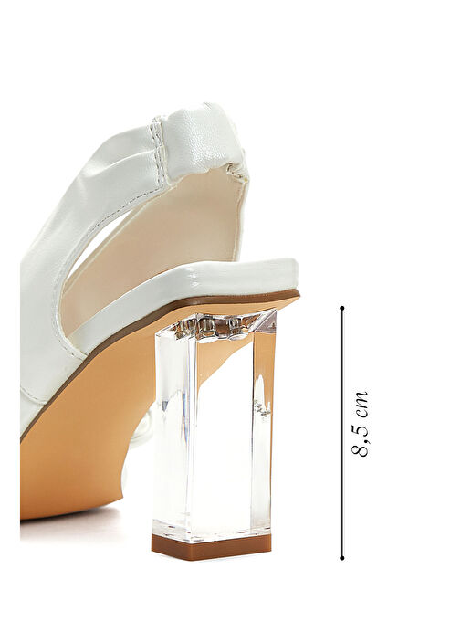 Kadın Beyaz Şeffaf Kalın Topuklu Sandalet 25SFD440818 - Görsel 3