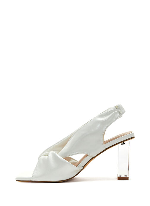 Kadın Beyaz Şeffaf Kalın Topuklu Sandalet 25SFD440818 - Görsel 5