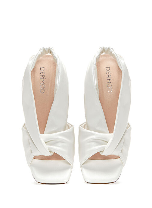 Kadın Beyaz Şeffaf Kalın Topuklu Sandalet 25SFD440818 - Görsel 7